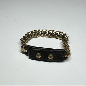 JENNY BIRD gold tone chain and leather bracelet